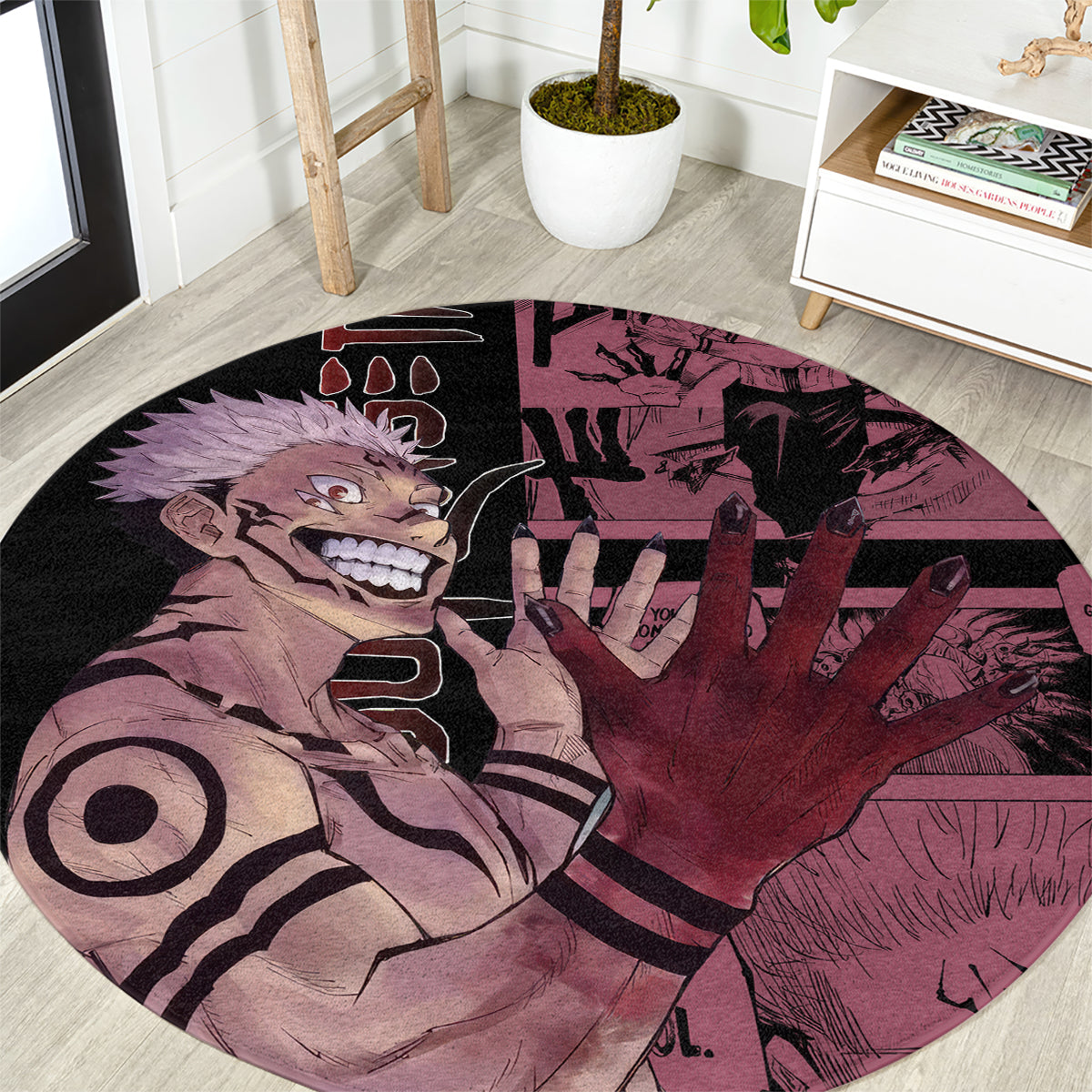 Ryoumen Sukuna Jujutsu Kaisen Manga Style Round Carpet