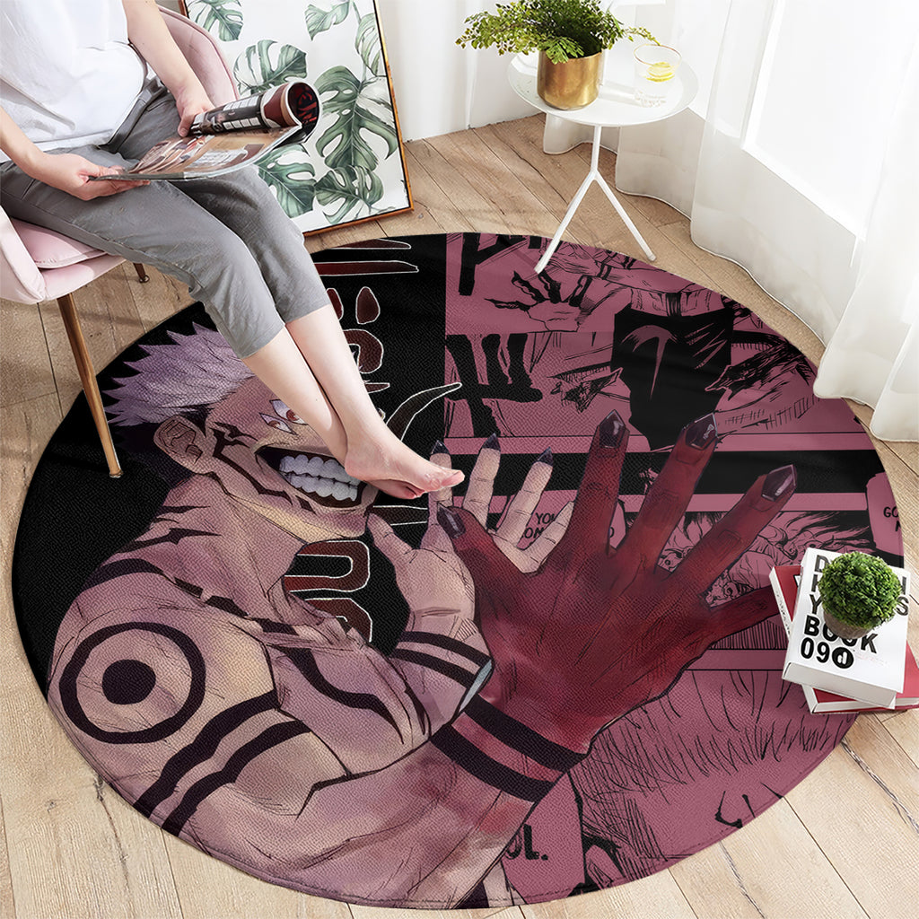 Ryoumen Sukuna Jujutsu Kaisen Manga Style Round Carpet