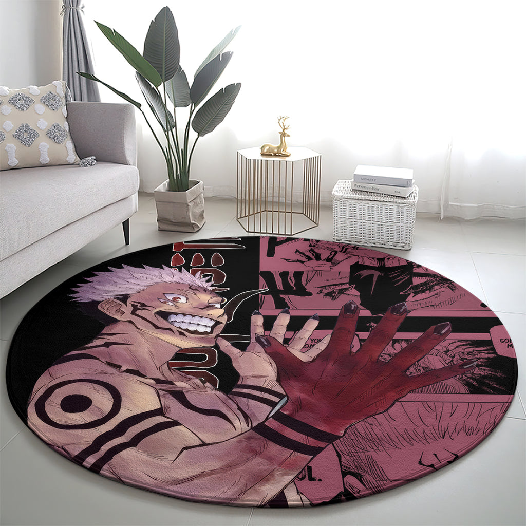 Ryoumen Sukuna Jujutsu Kaisen Manga Style Round Carpet