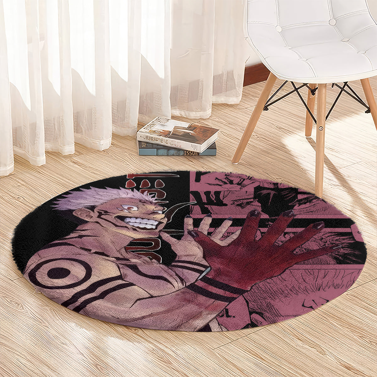 Ryoumen Sukuna Jujutsu Kaisen Manga Style Round Carpet