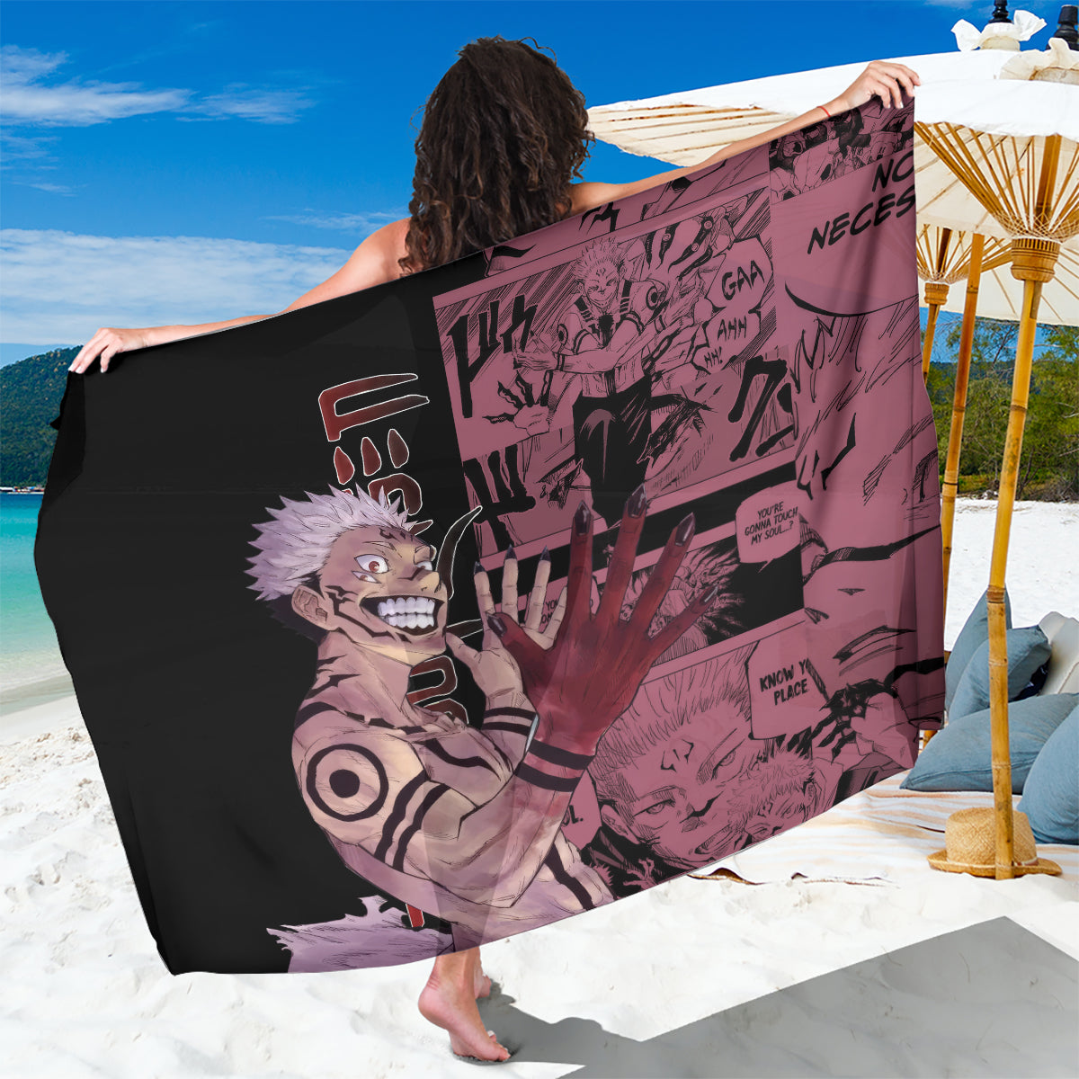 Ryoumen Sukuna Jujutsu Kaisen Manga Style Sarong