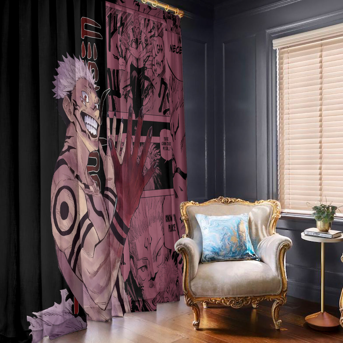 Ryoumen Sukuna Jujutsu Kaisen Manga Style Window Curtain