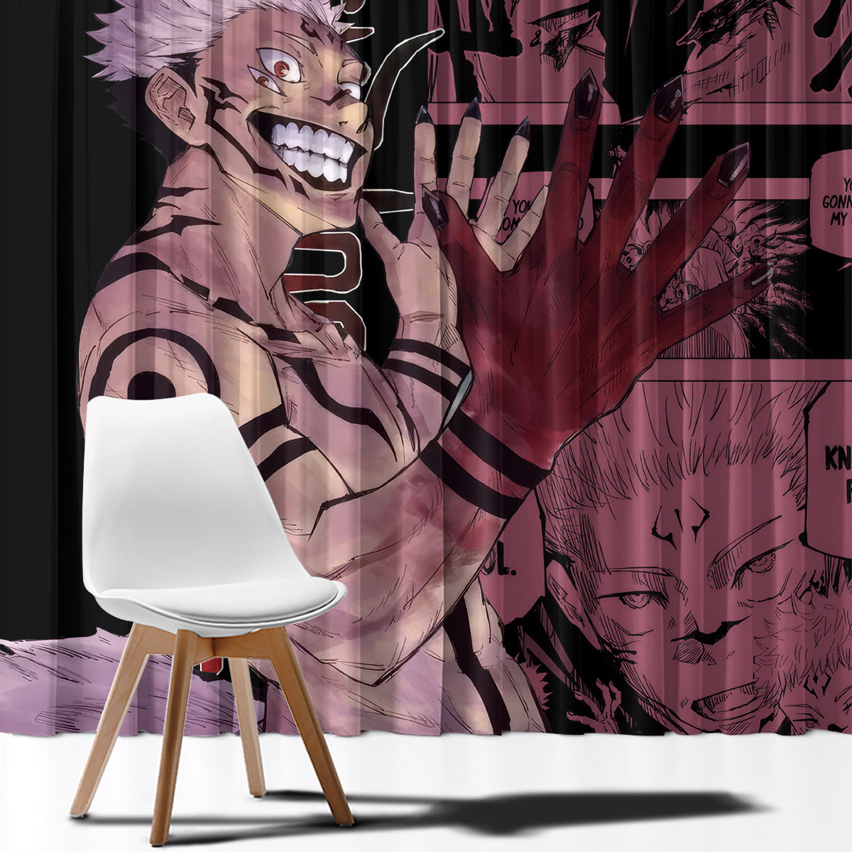 Ryoumen Sukuna Jujutsu Kaisen Manga Style Window Curtain