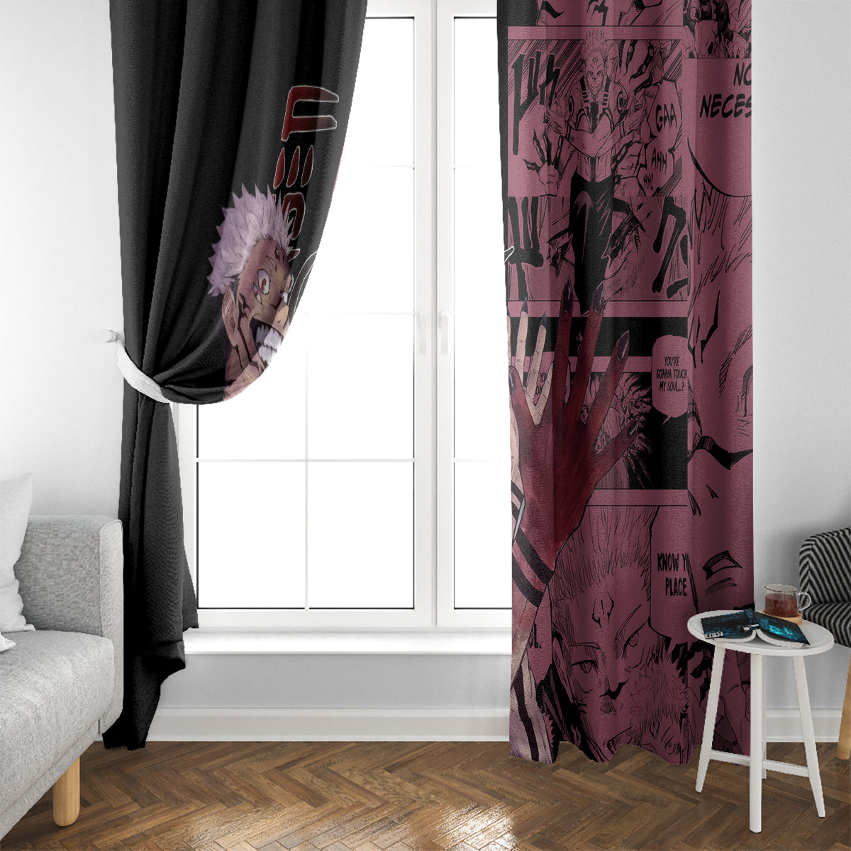 Ryoumen Sukuna Jujutsu Kaisen Manga Style Window Curtain