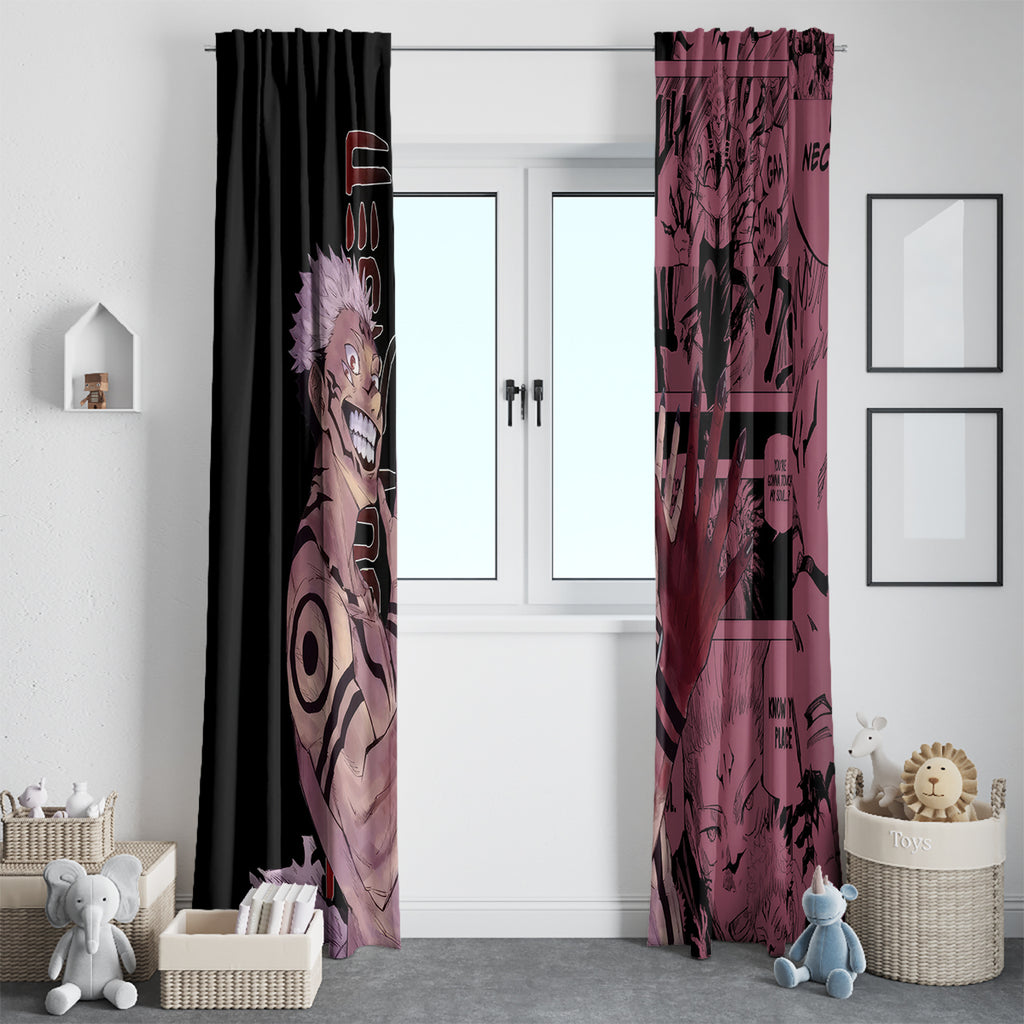 Ryoumen Sukuna Jujutsu Kaisen Manga Style Window Curtain