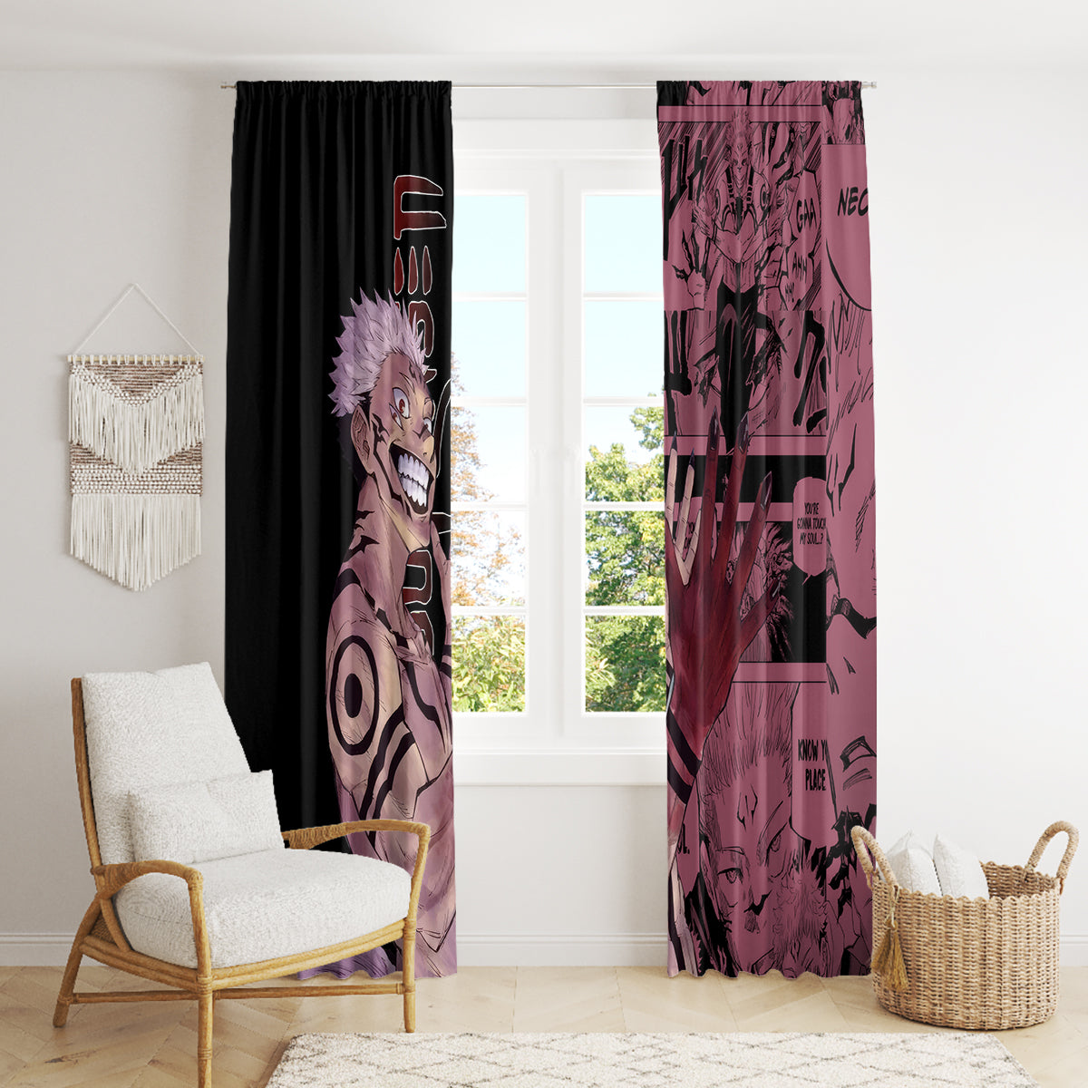 Ryoumen Sukuna Jujutsu Kaisen Manga Style Window Curtain