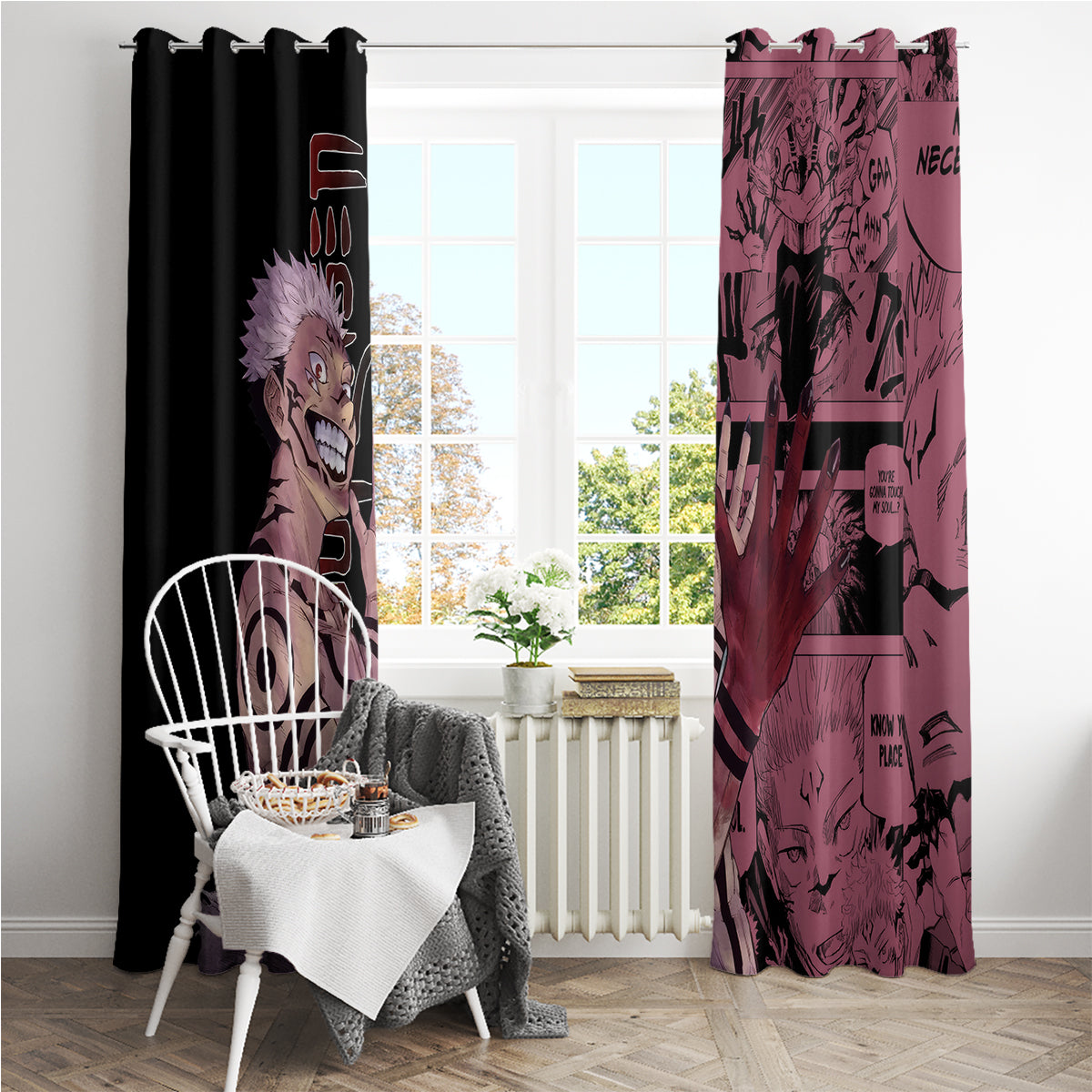 Ryoumen Sukuna Jujutsu Kaisen Manga Style Window Curtain