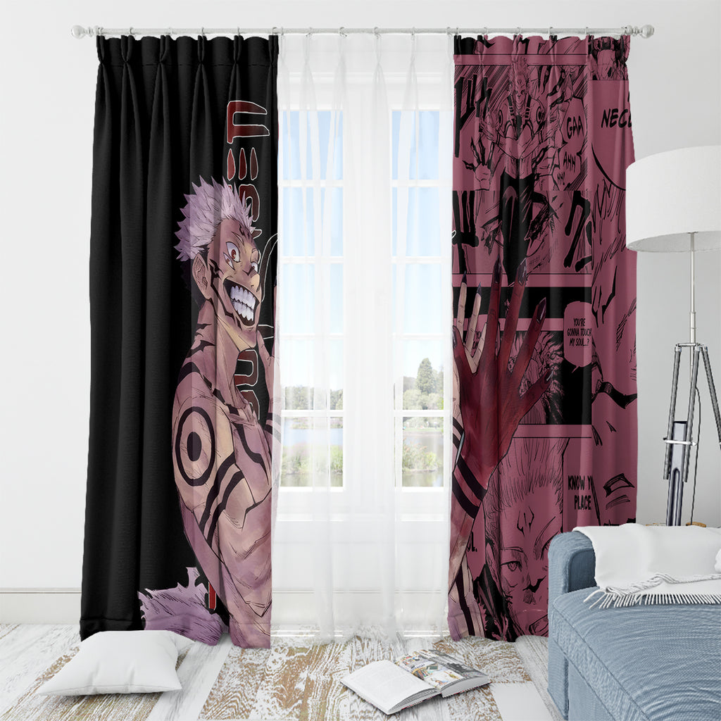Ryoumen Sukuna Jujutsu Kaisen Manga Style Window Curtain