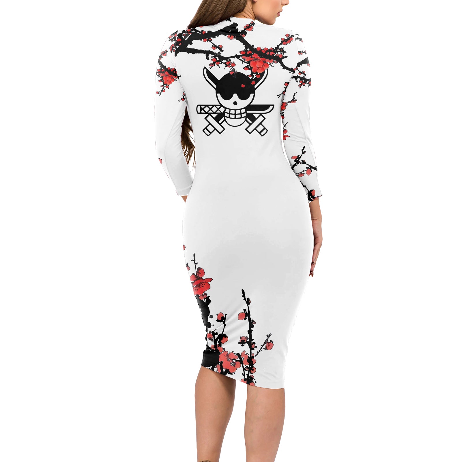Roronoa Zoro Anime One Piece Japan Style Long Sleeve Bodycon Dress