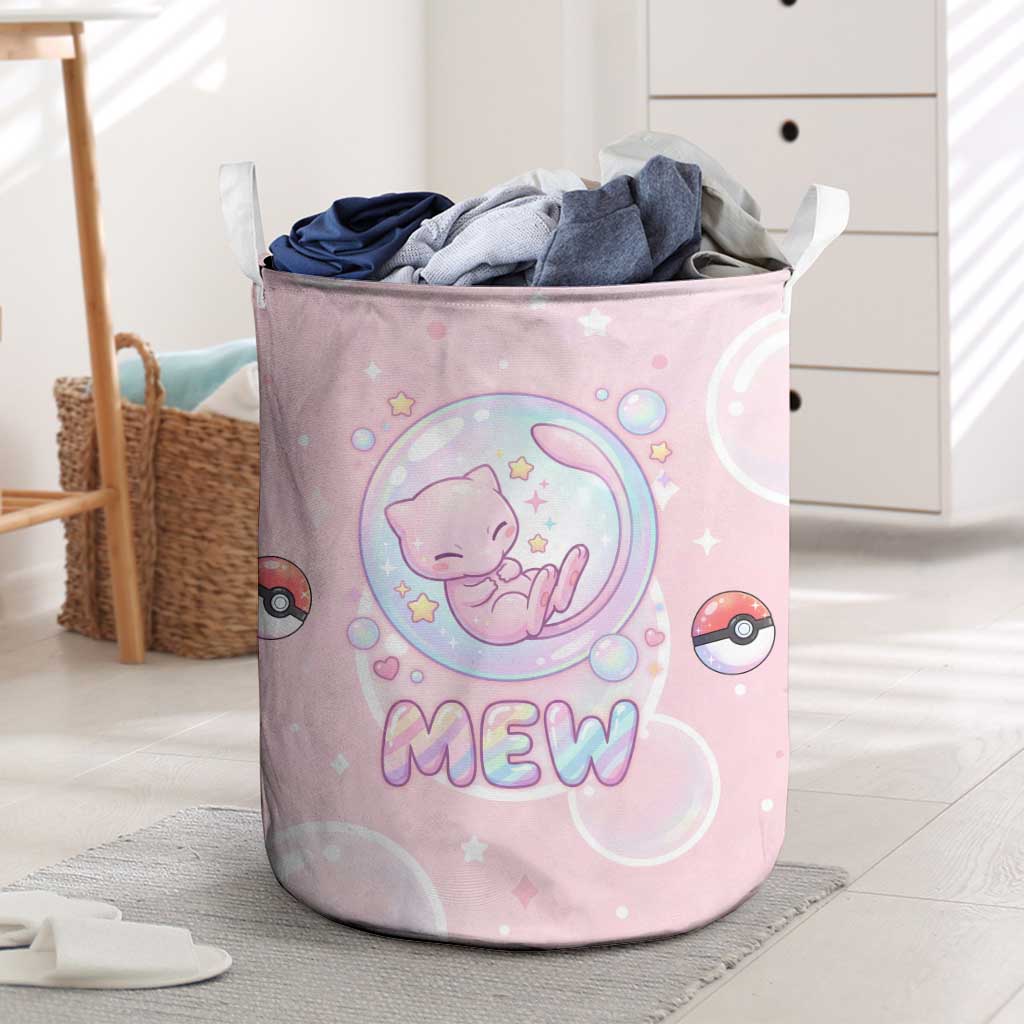 Mew Laundry Basket Pastel Kawaii Bubble Art