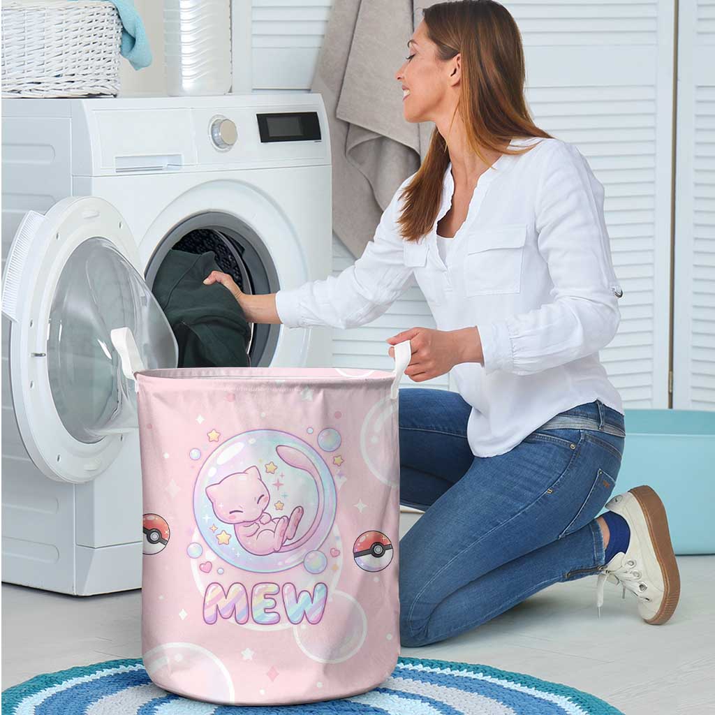 Mew Laundry Basket Pastel Kawaii Bubble Art