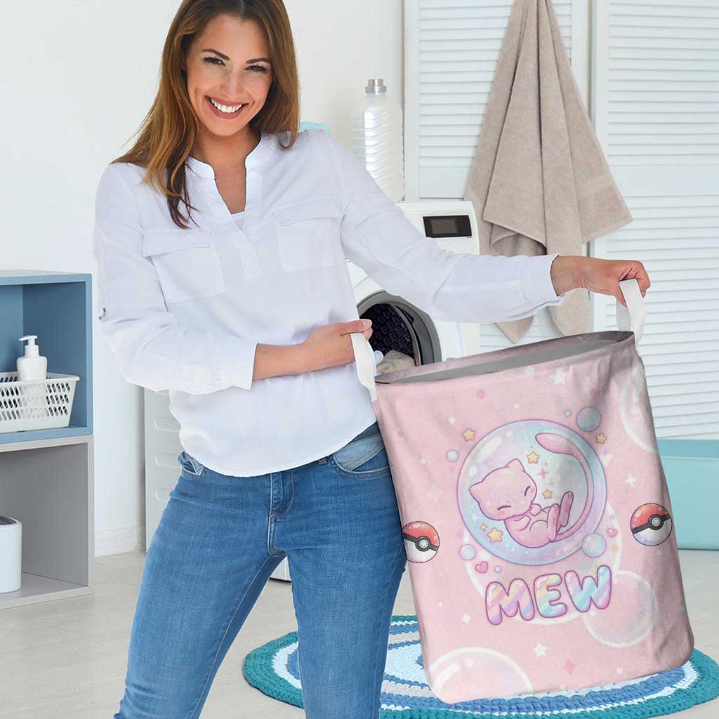 Mew Laundry Basket Pastel Kawaii Bubble Art