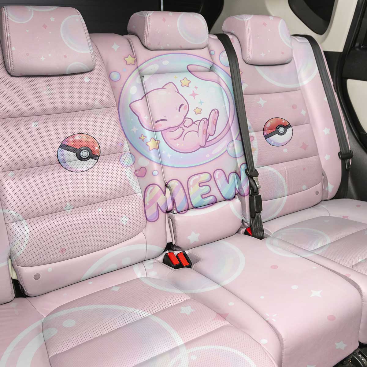 Mew Back Car Seat Cover Pastel Kawaii Bubble Art