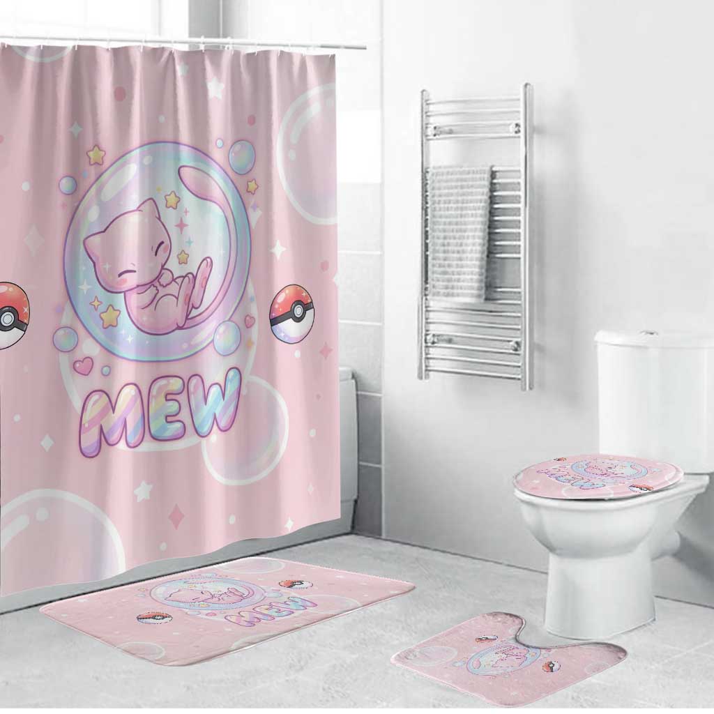 Mew Bathroom Set Pastel Kawaii Bubble Art