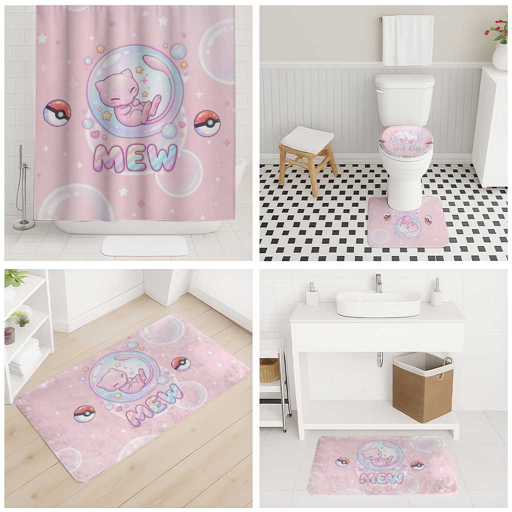 Mew Bathroom Set Pastel Kawaii Bubble Art