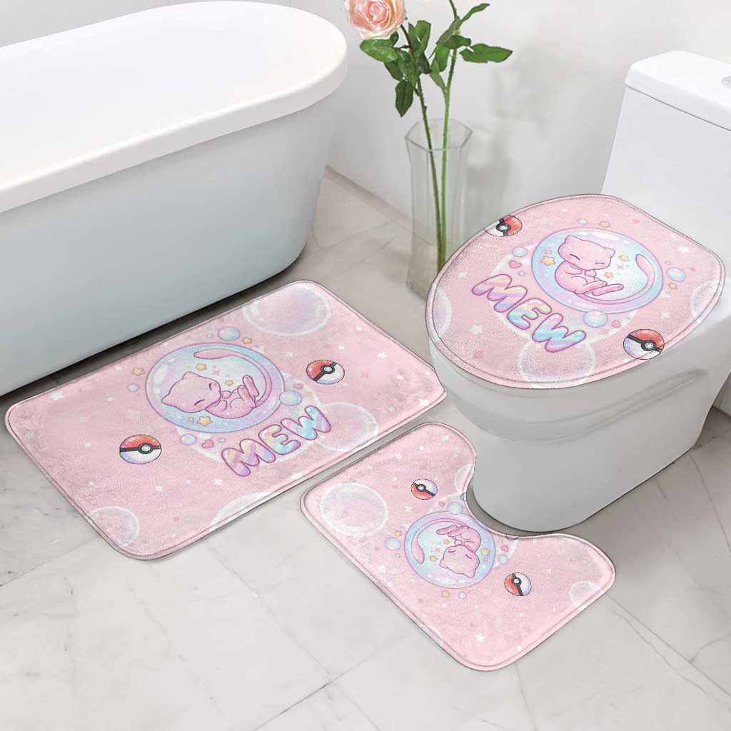 Mew Bathroom Set Pastel Kawaii Bubble Art