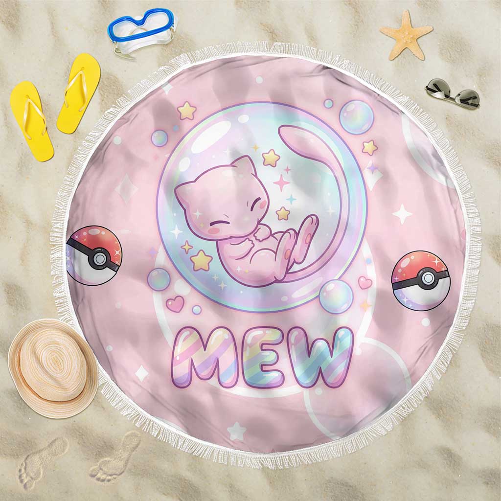 Mew Beach Blanket Pastel Kawaii Bubble Art