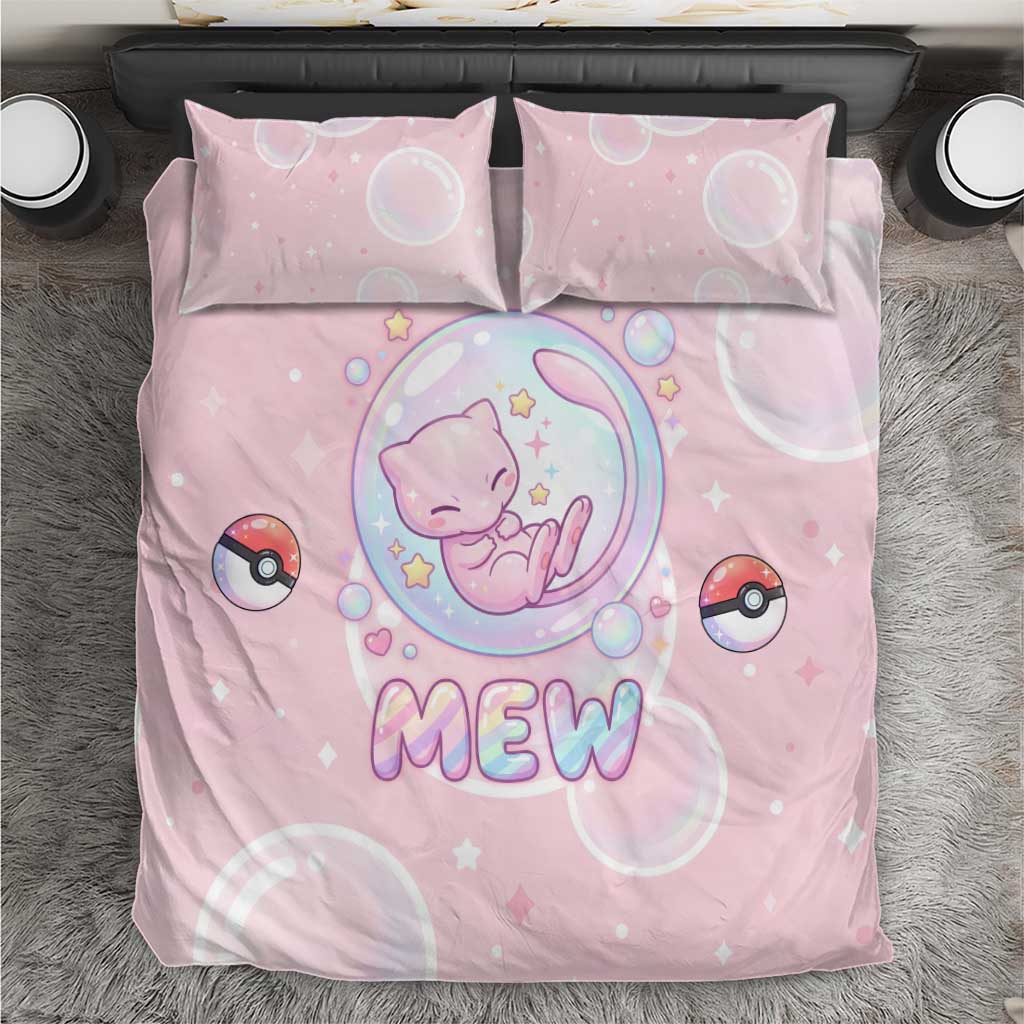 Mew Bedding Set Pastel Kawaii Bubble Art