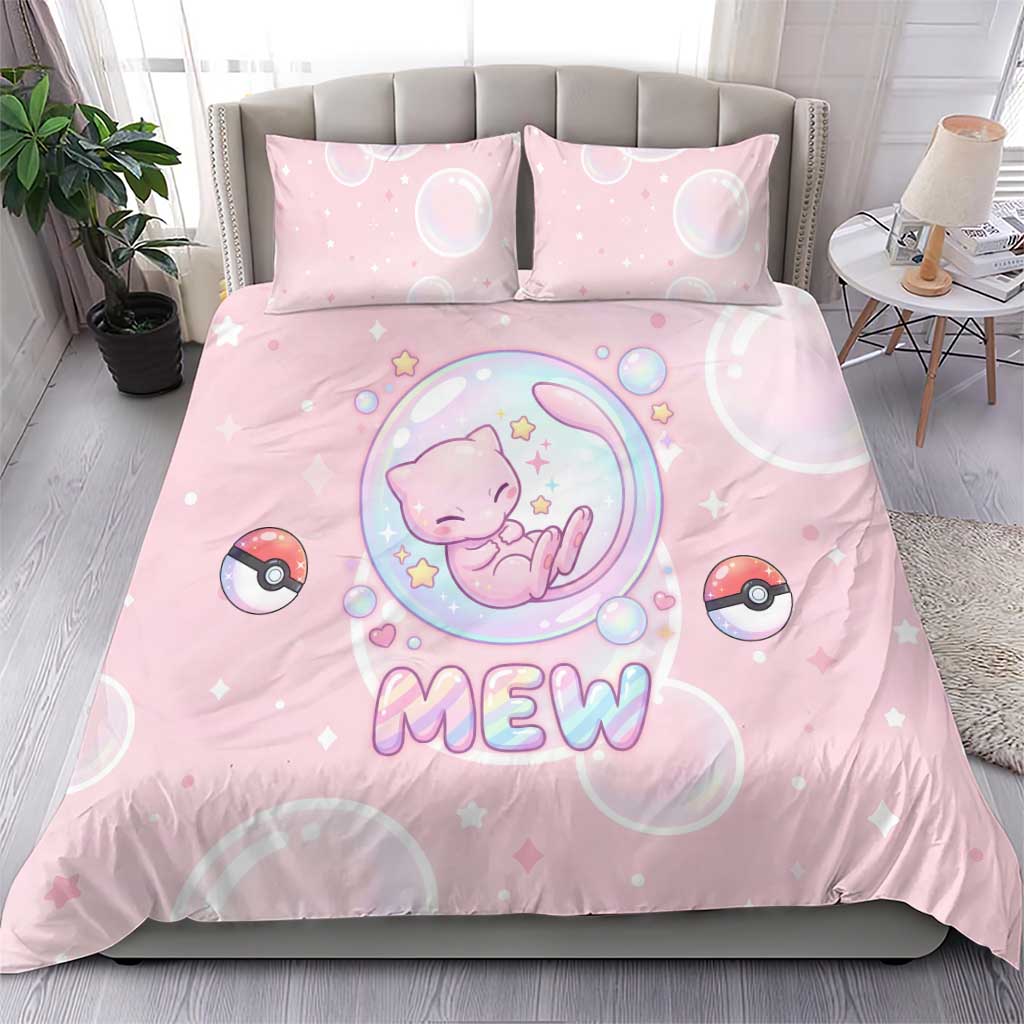 Mew Bedding Set Pastel Kawaii Bubble Art