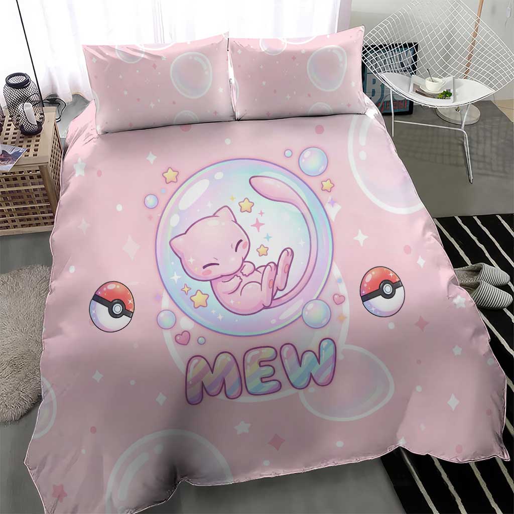 Mew Bedding Set Pastel Kawaii Bubble Art