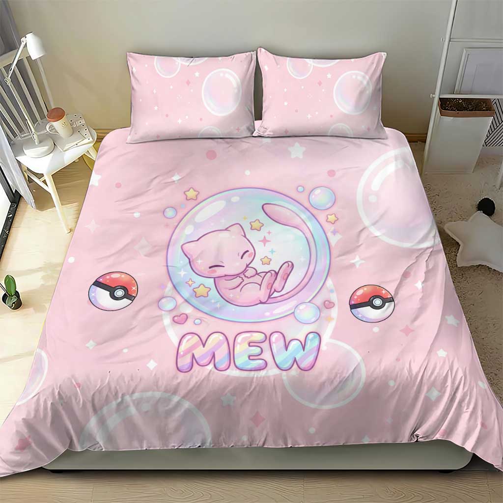 Mew Bedding Set Pastel Kawaii Bubble Art