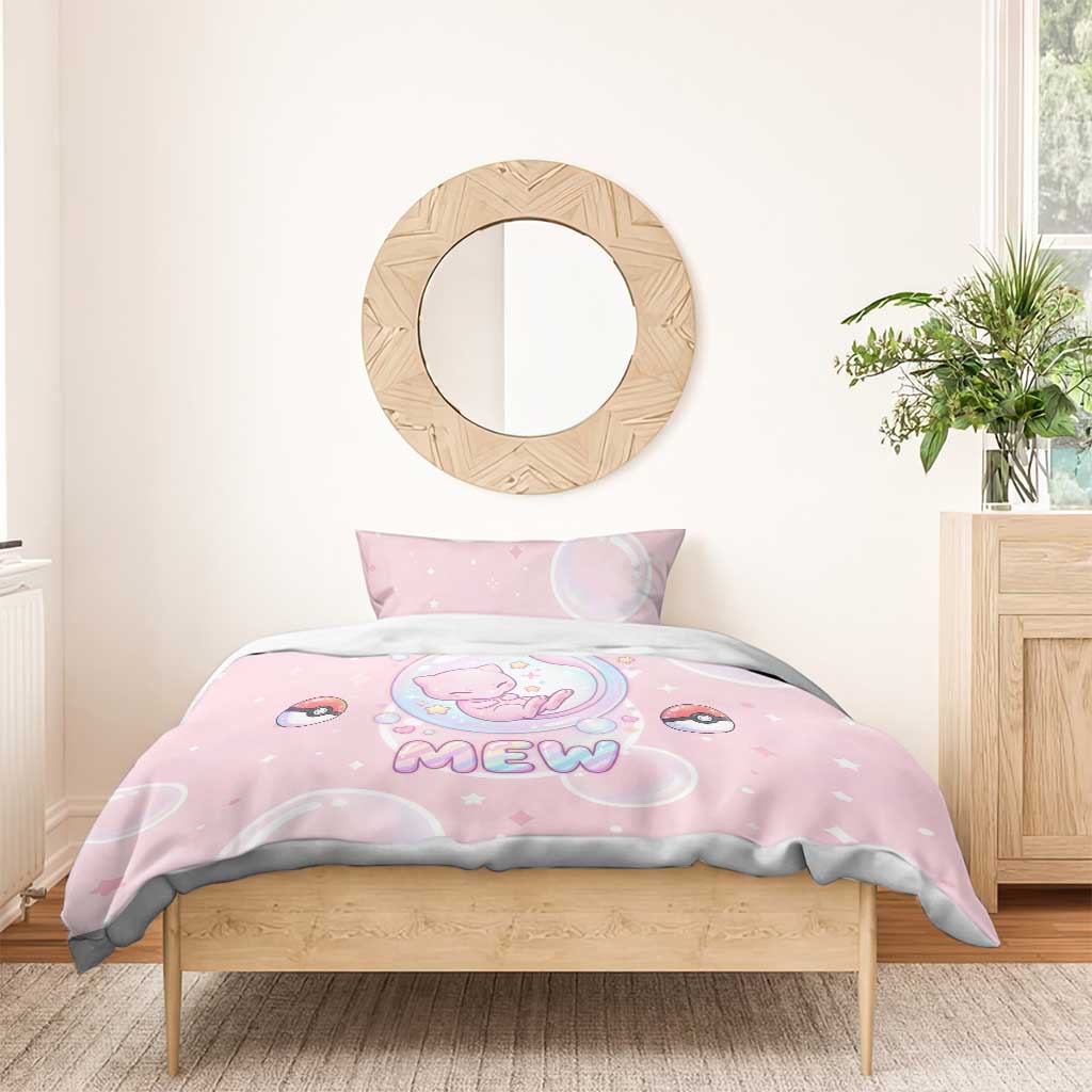 Mew Bedding Set Pastel Kawaii Bubble Art