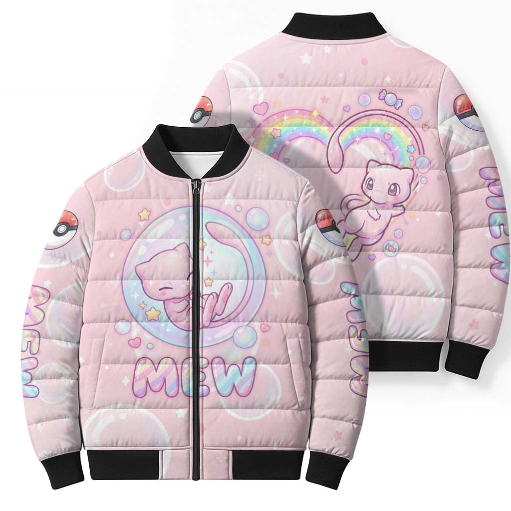 Mew Bomber Puffer Jacket Pastel Kawaii Bubble Art