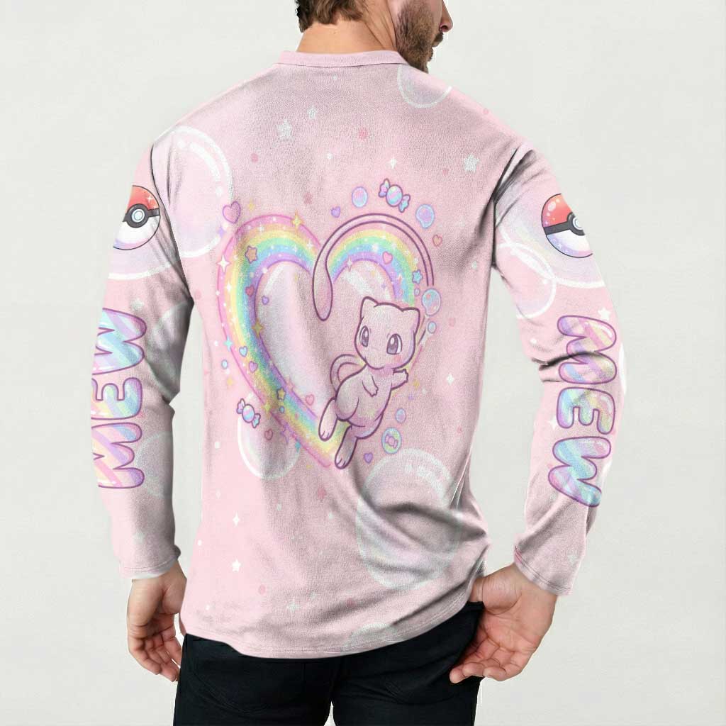 Mew Button Sweatshirt Pastel Kawaii Bubble Art
