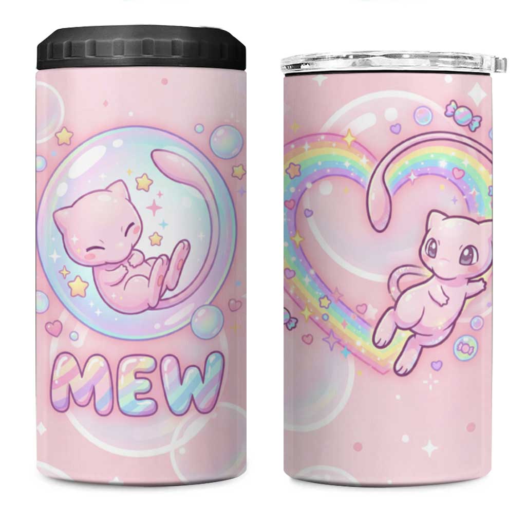 Mew 4 in 1 Can Cooler Tumbler Pastel Kawaii Bubble Art