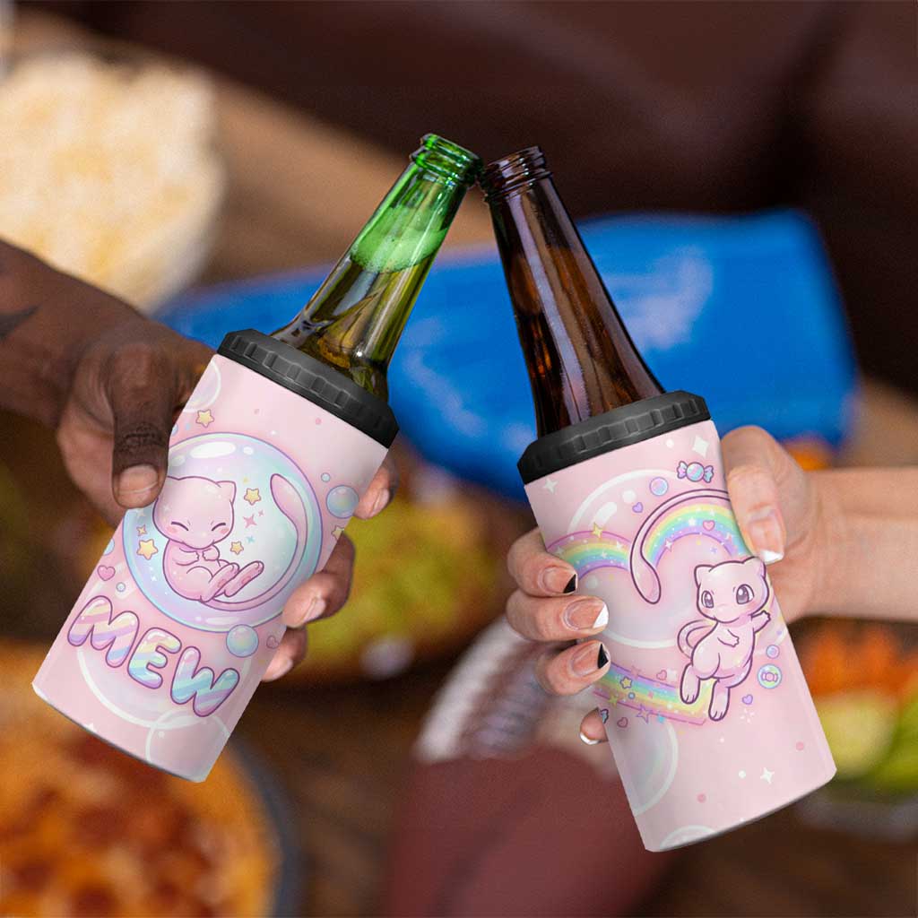 Mew 4 in 1 Can Cooler Tumbler Pastel Kawaii Bubble Art