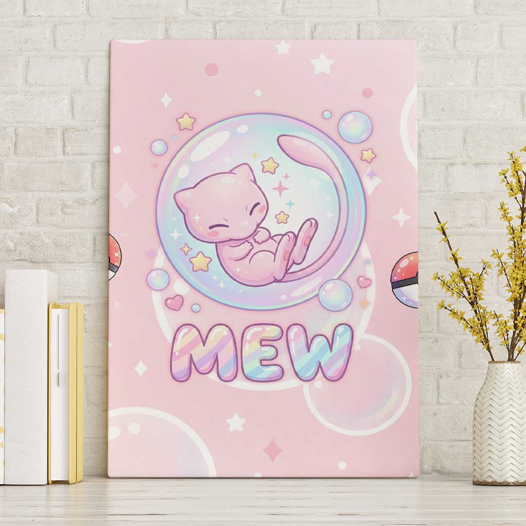 Mew Canvas Wall Art Pastel Kawaii Bubble Art