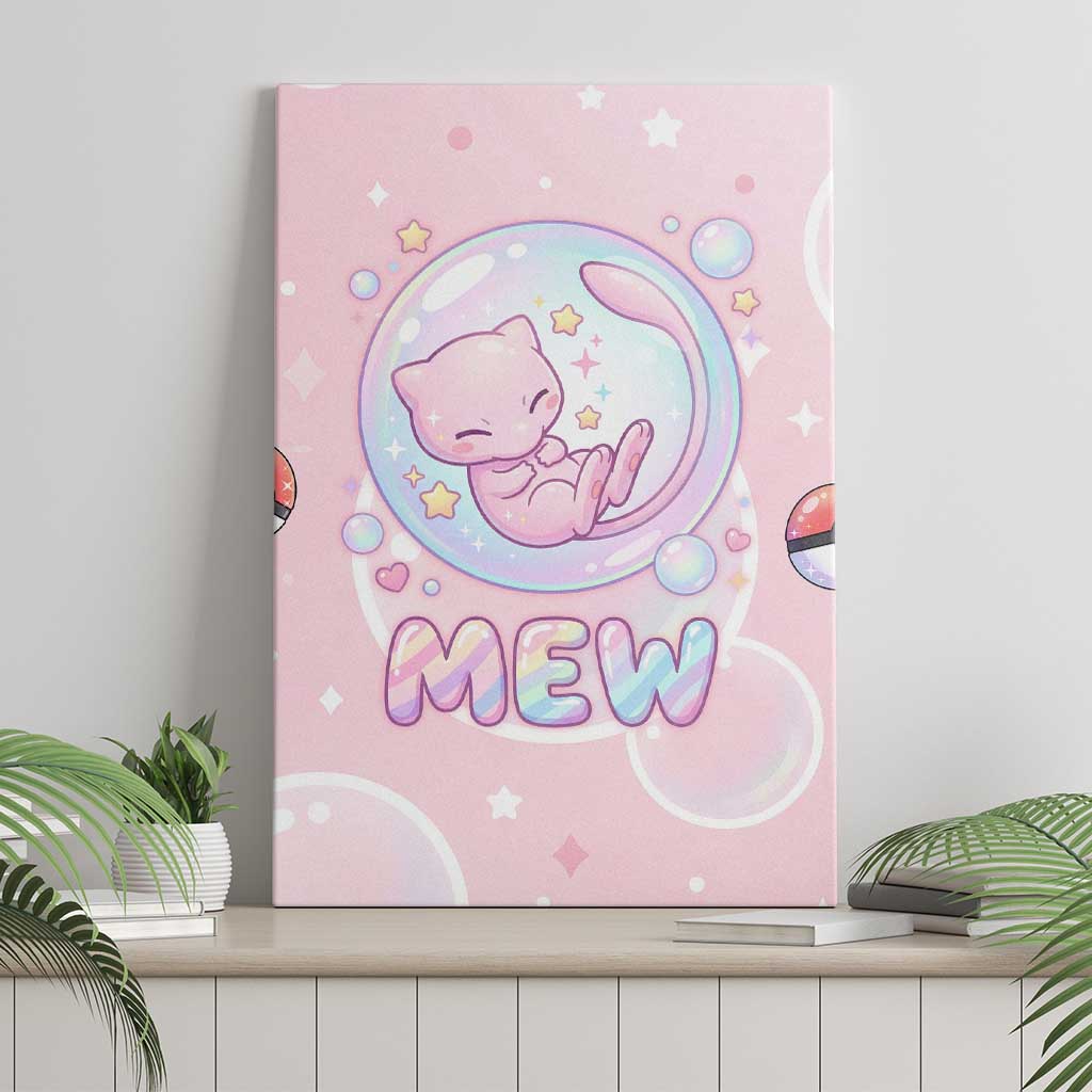 Mew Canvas Wall Art Pastel Kawaii Bubble Art