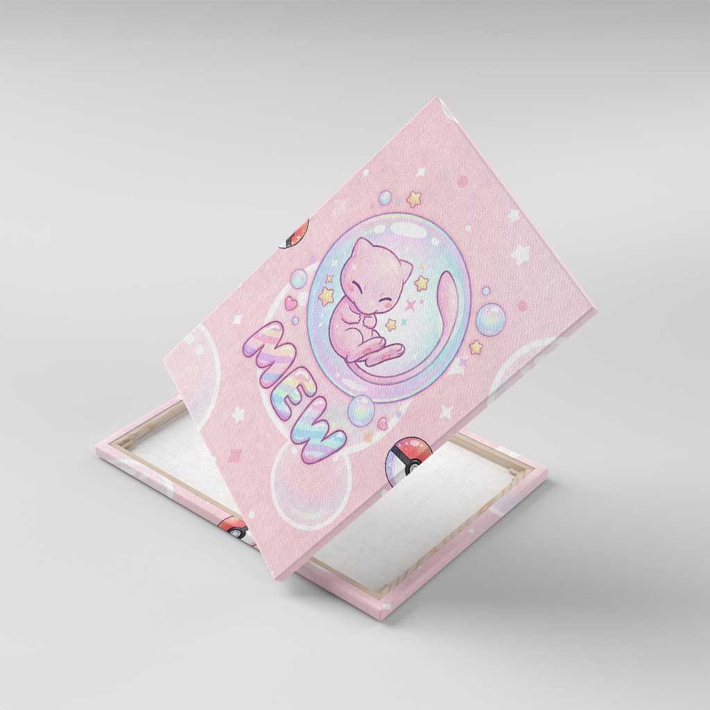 Mew Canvas Wall Art Pastel Kawaii Bubble Art