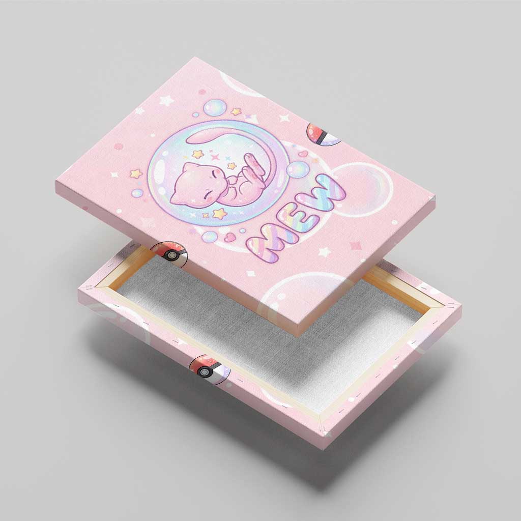 Mew Canvas Wall Art Pastel Kawaii Bubble Art