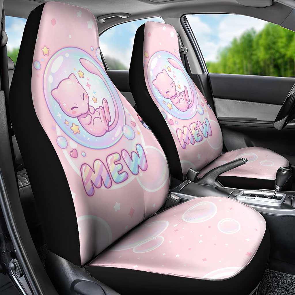 Mew Car Seat Cover Pastel Kawaii Bubble Art