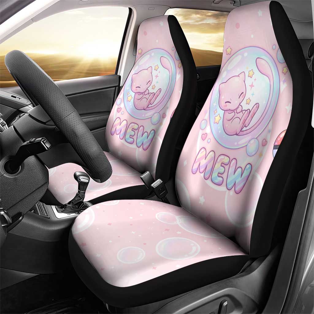 Mew Car Seat Cover Pastel Kawaii Bubble Art