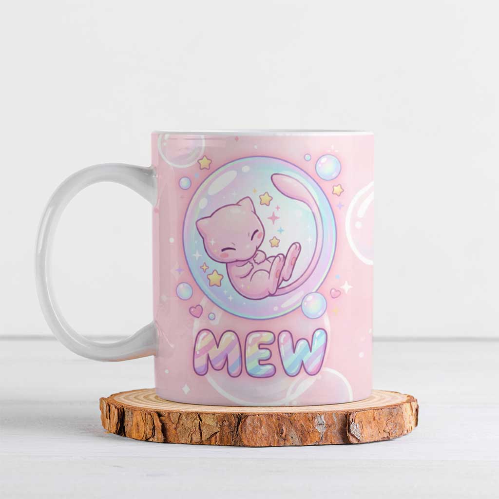Mew Ceramic Mug Pastel Kawaii Bubble Art