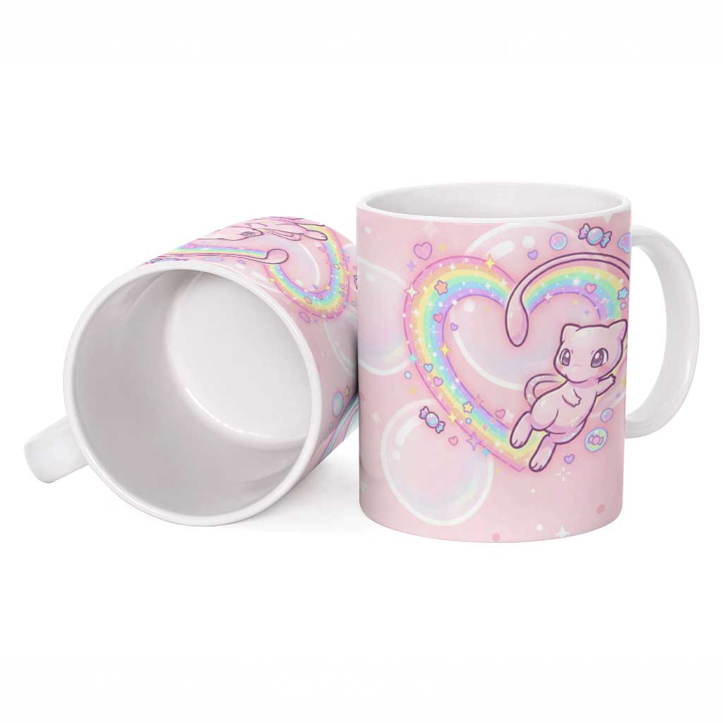 Mew Ceramic Mug Pastel Kawaii Bubble Art