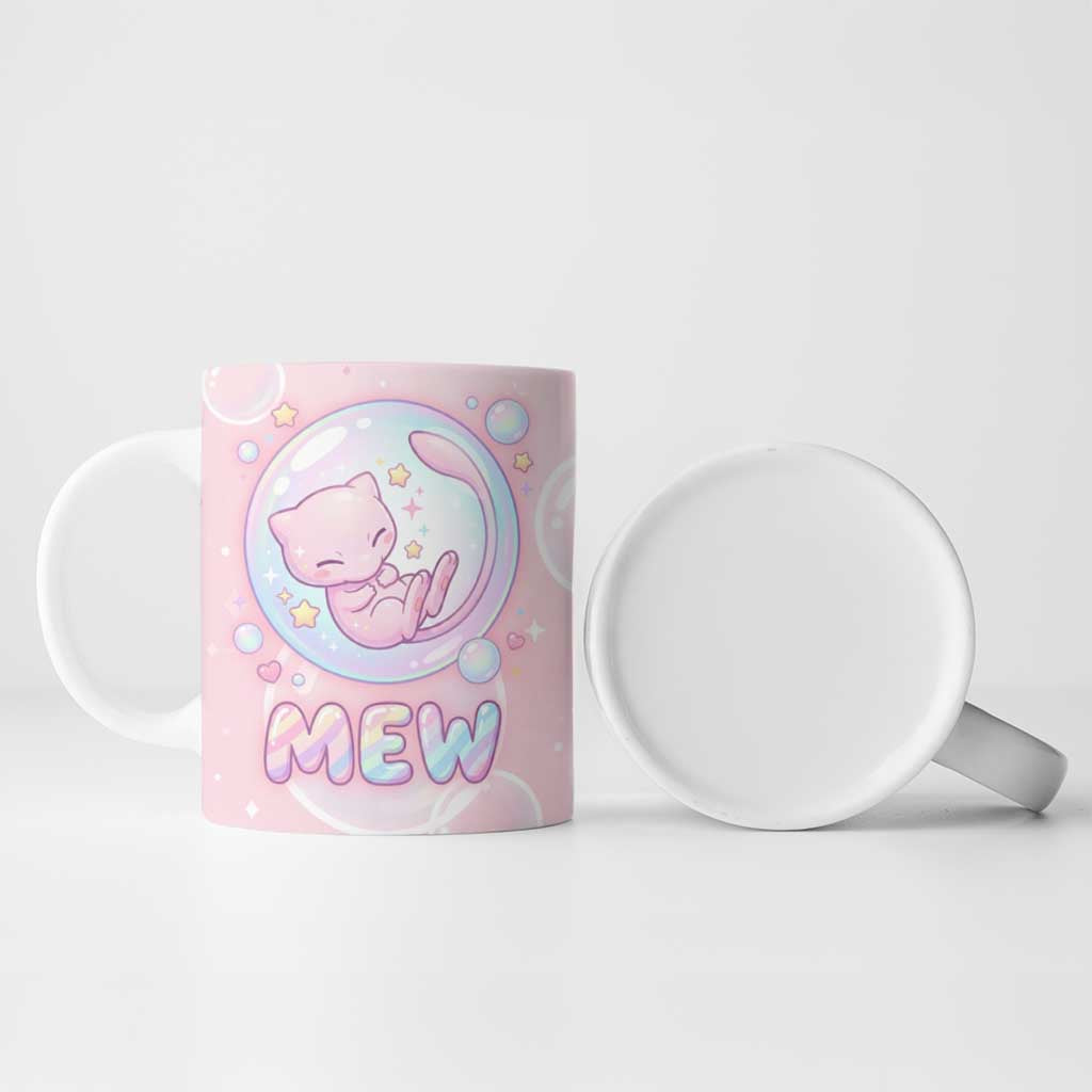 Mew Ceramic Mug Pastel Kawaii Bubble Art