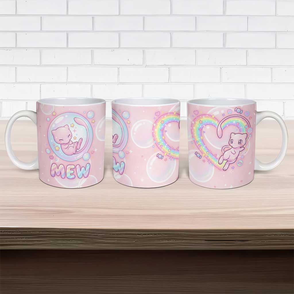 Mew Ceramic Mug Pastel Kawaii Bubble Art