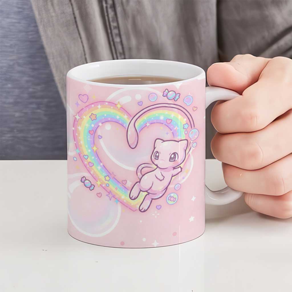 Mew Ceramic Mug Pastel Kawaii Bubble Art