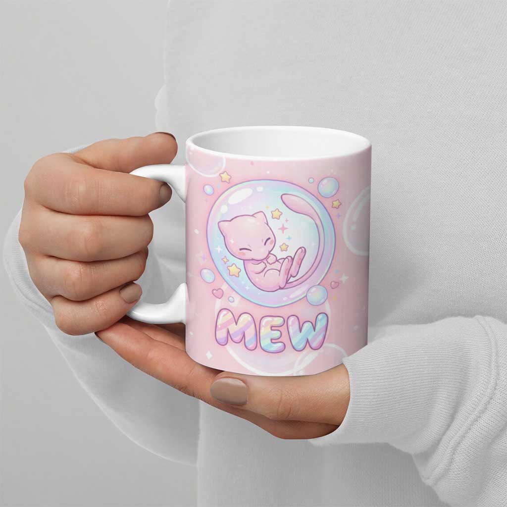 Mew Ceramic Mug Pastel Kawaii Bubble Art