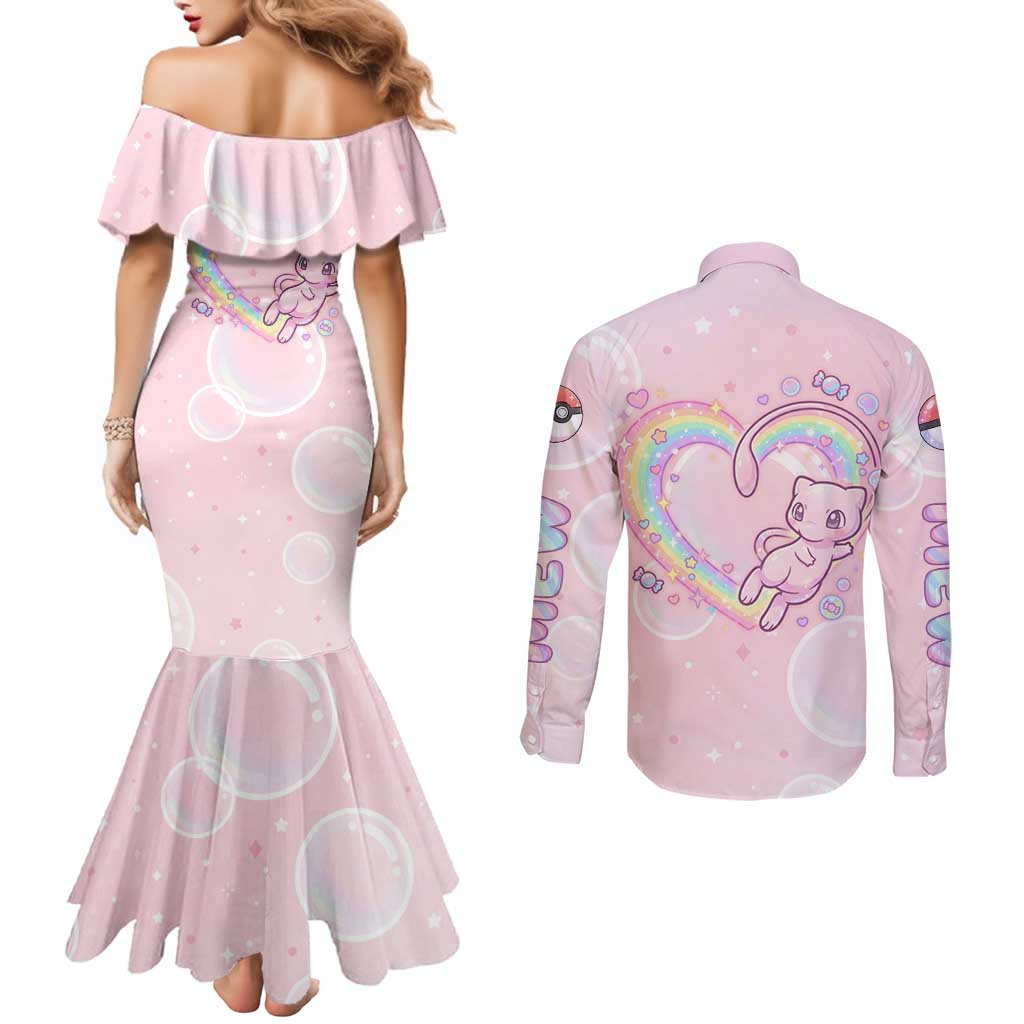 Mew Couples Matching Mermaid Dress and Long Sleeve Button Shirt Pastel Kawaii Bubble Art