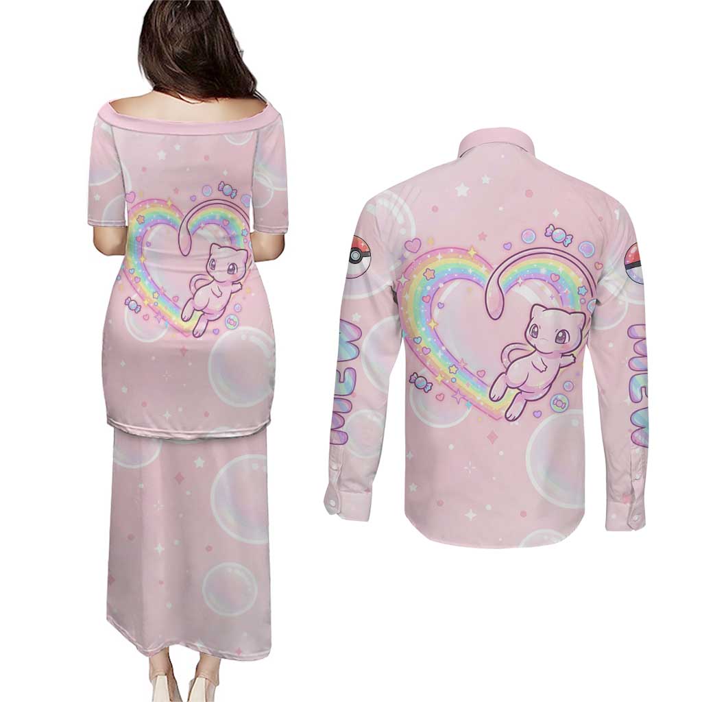 Mew Couples Matching Puletasi and Long Sleeve Button Shirt Pastel Kawaii Bubble Art