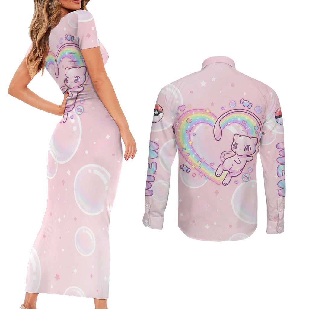 Mew Couples Matching Short Sleeve Bodycon Dress and Long Sleeve Button Shirt Pastel Kawaii Bubble Art