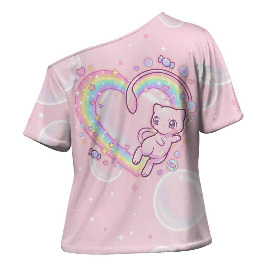 Mew Cross Shoulder Shirt Pastel Kawaii Bubble Art