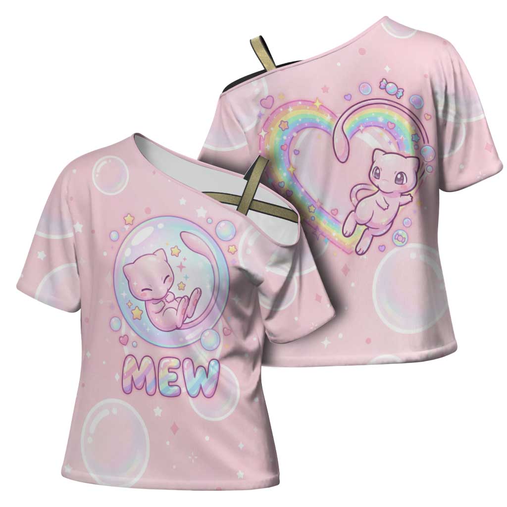 Mew Cross Shoulder Shirt Pastel Kawaii Bubble Art