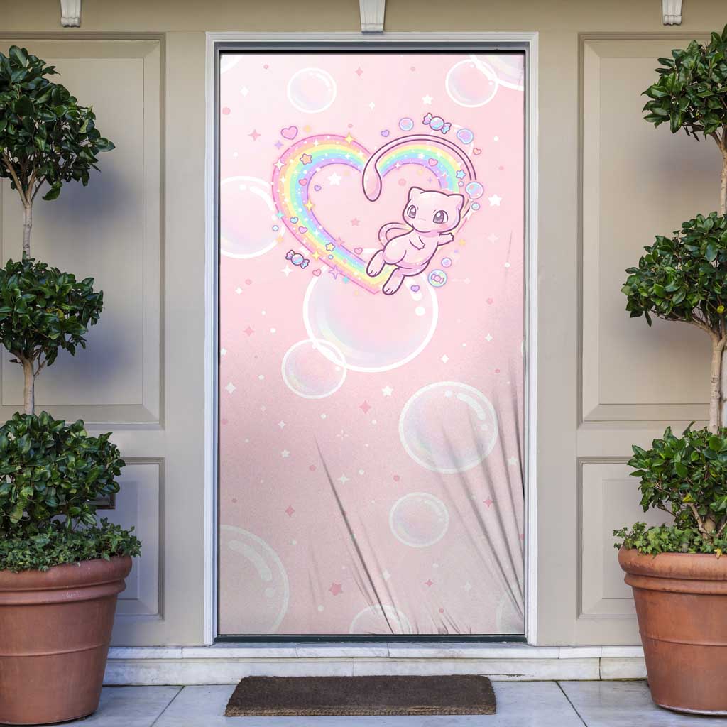 Mew Door Cover Pastel Kawaii Bubble Art