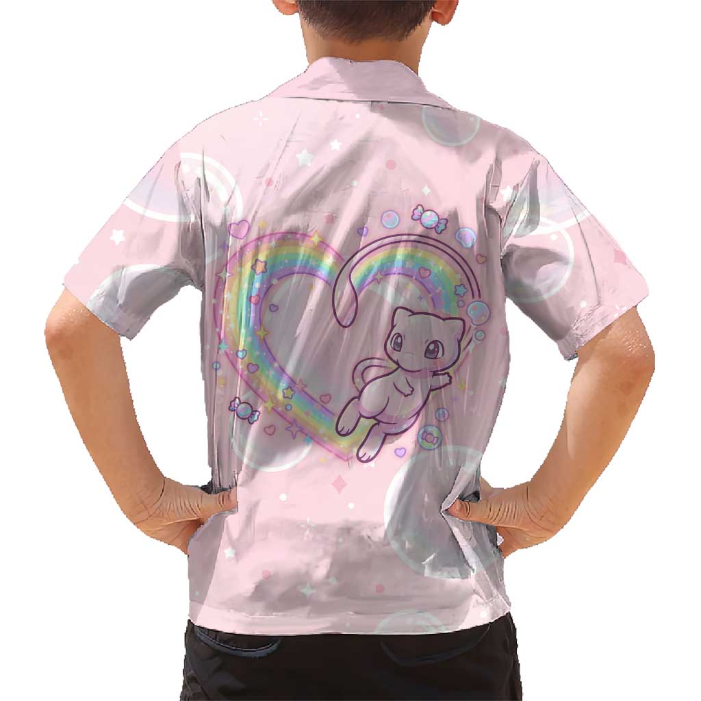 Mew Family Matching Long Sleeve Bodycon Dress and Hawaiian Shirt Pastel Kawaii Bubble Art