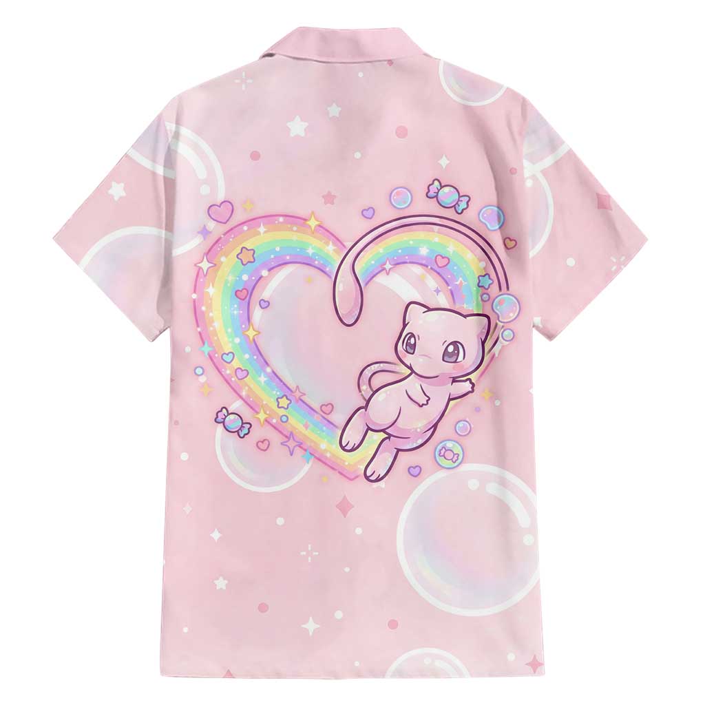 Mew Family Matching Off Shoulder Short Dress and Hawaiian Shirt Pastel Kawaii Bubble Art